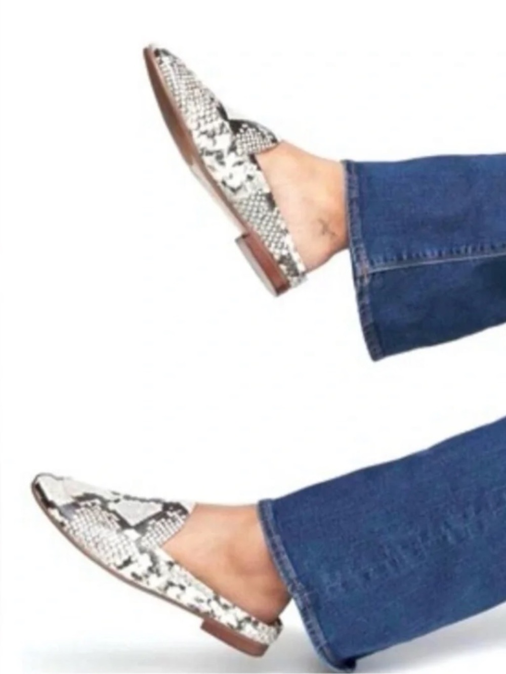 Banana Republic | Women’s Grey/Silver Metallic Snake-Print Mules Loafers Size 10
